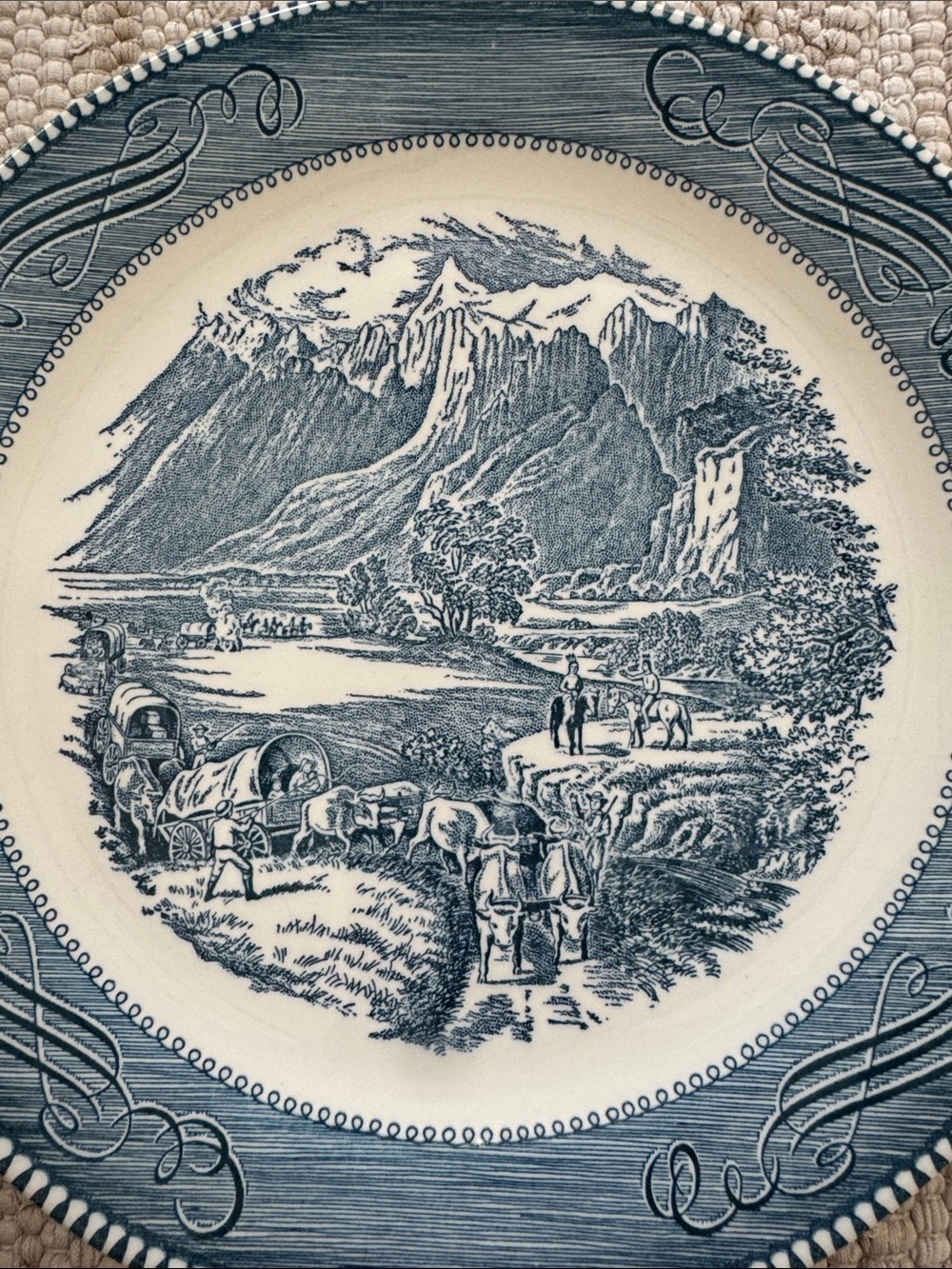 Vintage CURRIER & IVES by Royal China Scenic Transferware Ironstone - Set of 2 - Picture 7 of 9